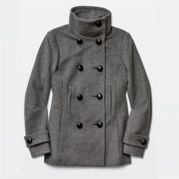 Babaton Howell Charcoal Italian Virgin Wool Cashmere Pea Coat Lined - Picture 1 of 12